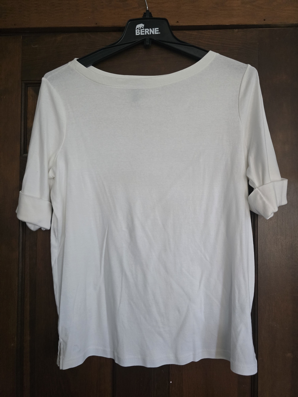 O Ralph Lauren White Boatneck Mid Sleeve Cuffed Tee 2X
